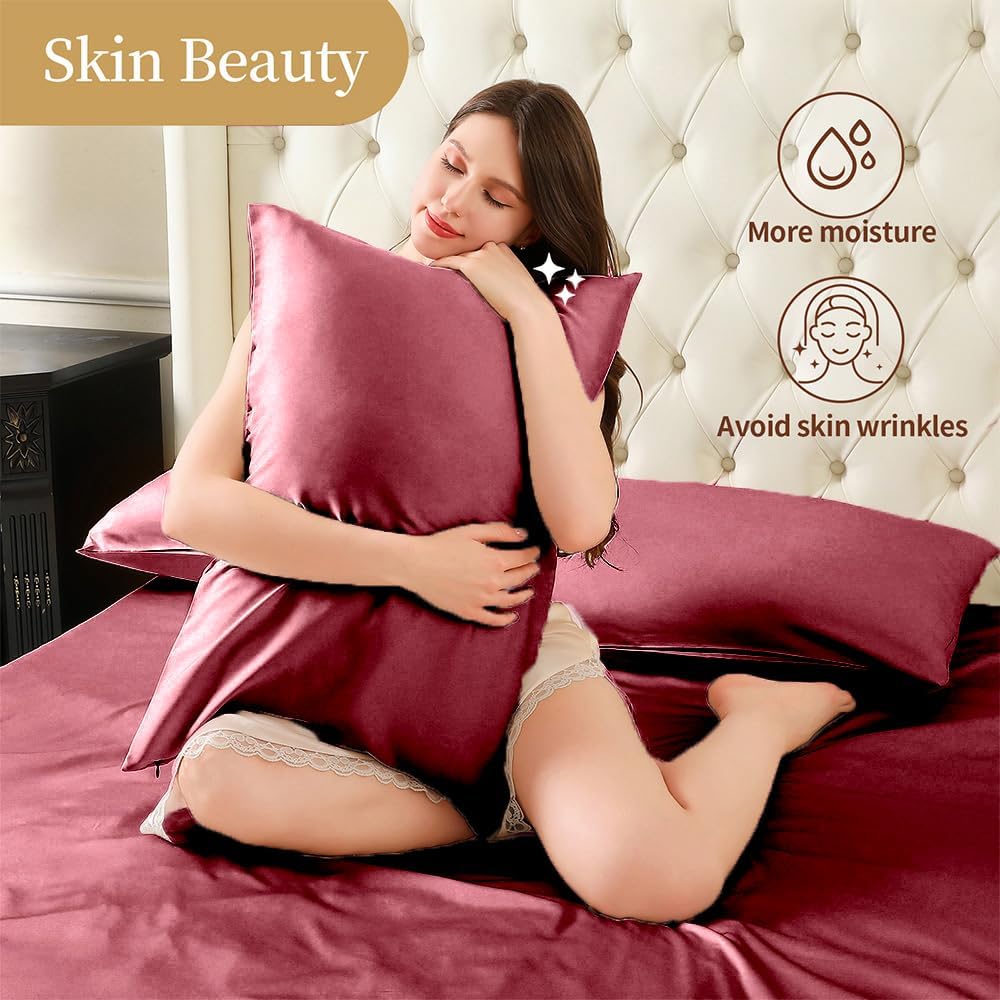 Mulberry Silk Pillowcase for Hair and Skin Standard Size, Silk Pillowcase 20"X 26" with Hidden Soft Breathable Smooth Cooling Pillow…