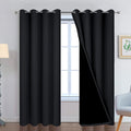 Yakamok 90 Inch Length 100% Blackout Curtains for Bedroom, 2 Thick Layers Thermal Insulated Grommet Total Blackout Drapes with Black Liner…