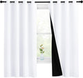 Nicetown White 100% Blackout Lined Curtains, 2 Thick Layers Completely Blackout Window Treatment Thermal Insulated Drapes for Kitchen/Bedro…