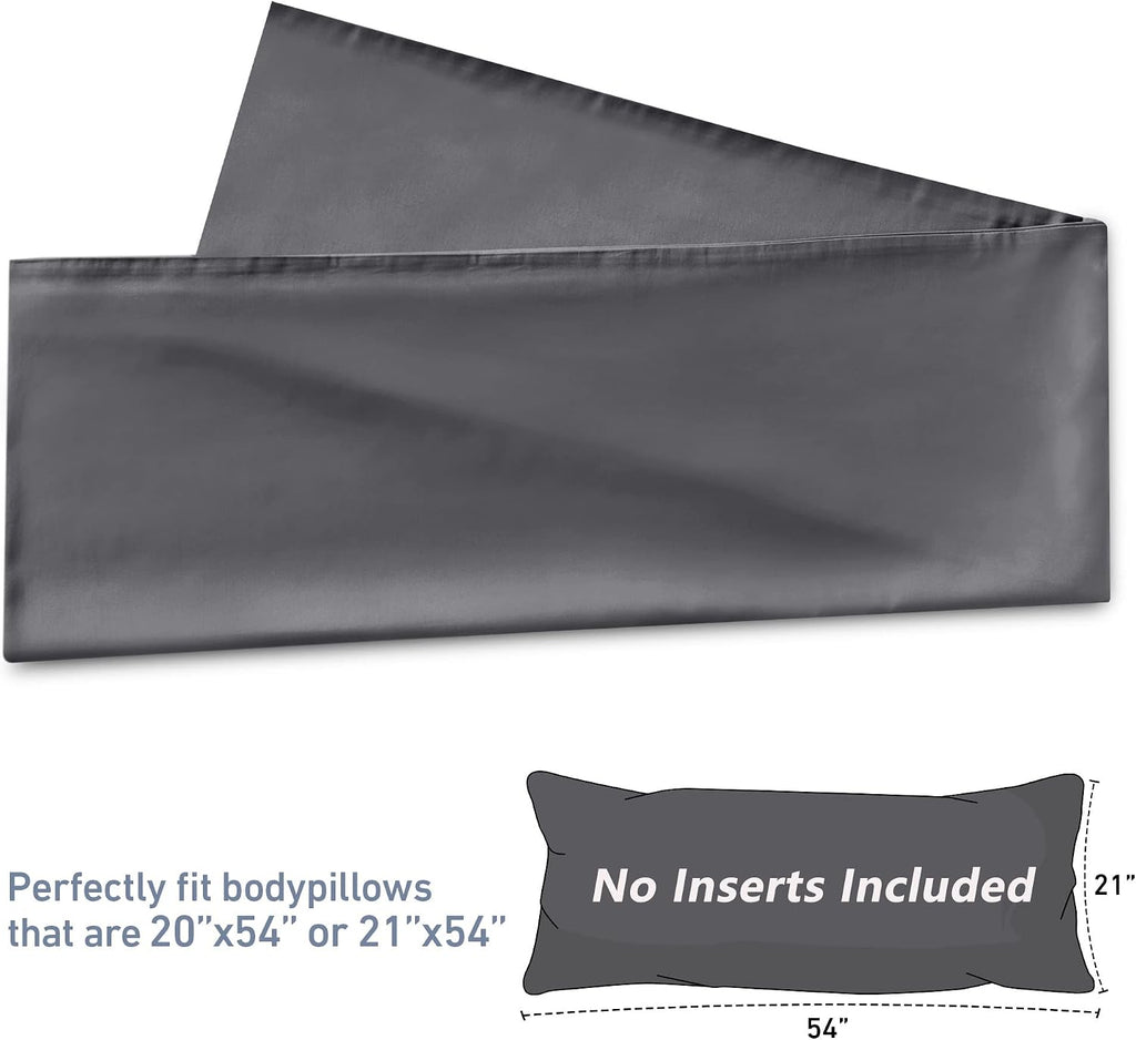 Leeden Body Pillow Cover, 100% Cotton, 800 Thread Count Pillowcase, Soft Breathable Long Pillow Case for Adults, Envelope Closure (Grey,21"…