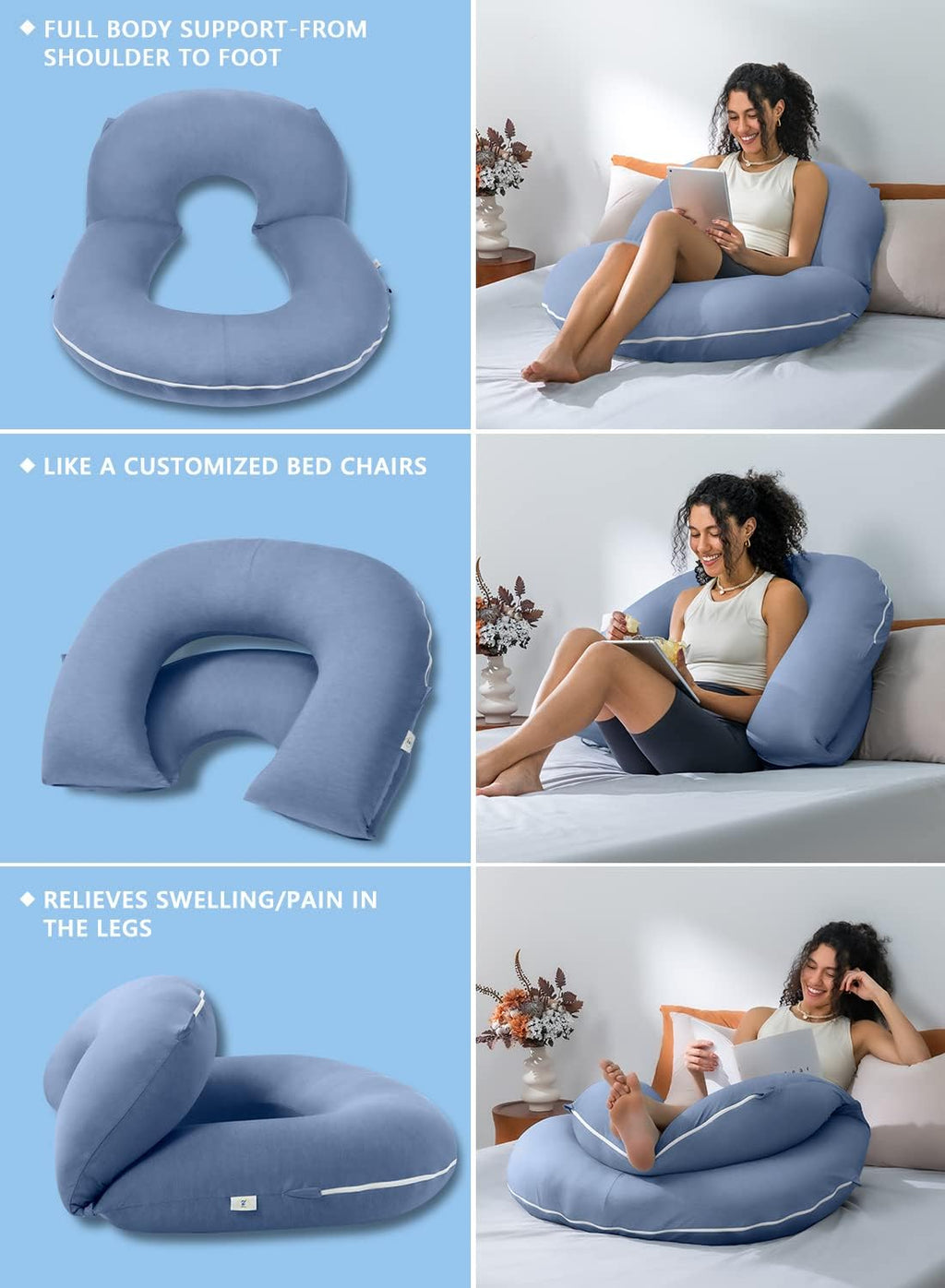 Insen Reading Pillow, Back Pillow for Sitting in Bed for Reading, Nurse & Relax, Reading Pillow for Adults, Moms & Kids, Sit Up Pillow for…