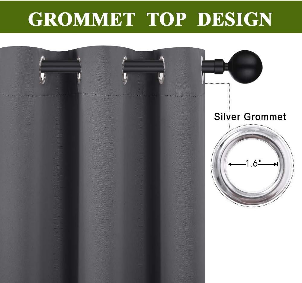 NICETOWN Bedroom Blackout Curtain Panel - (120 inches by 84 inch, Grey, 1 PC) Energy Saving Thermal Insulated Grommet Blackout Drapery…