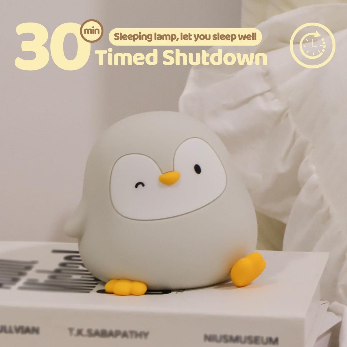 Rytinazzz Silicone Night Light for Kids, 50H Long Battery Penguin Lamp, Gift for Kids, Rechargeable Tap Control, Soft Dimmable Bedside…