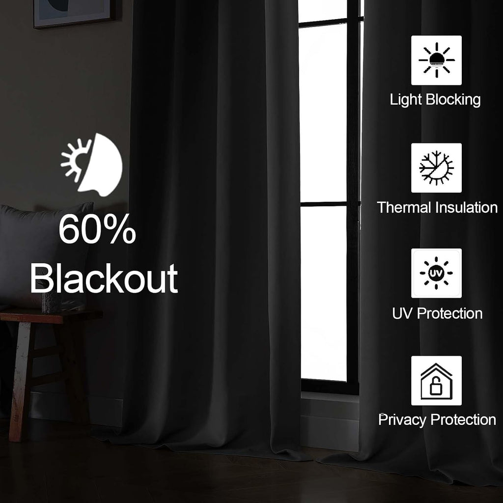 Gwine Natural Blackout Curtains for Bedroom 96 Inch Length, Room Darkening Energy Saving Black Out Curtains for Living Room, Window…