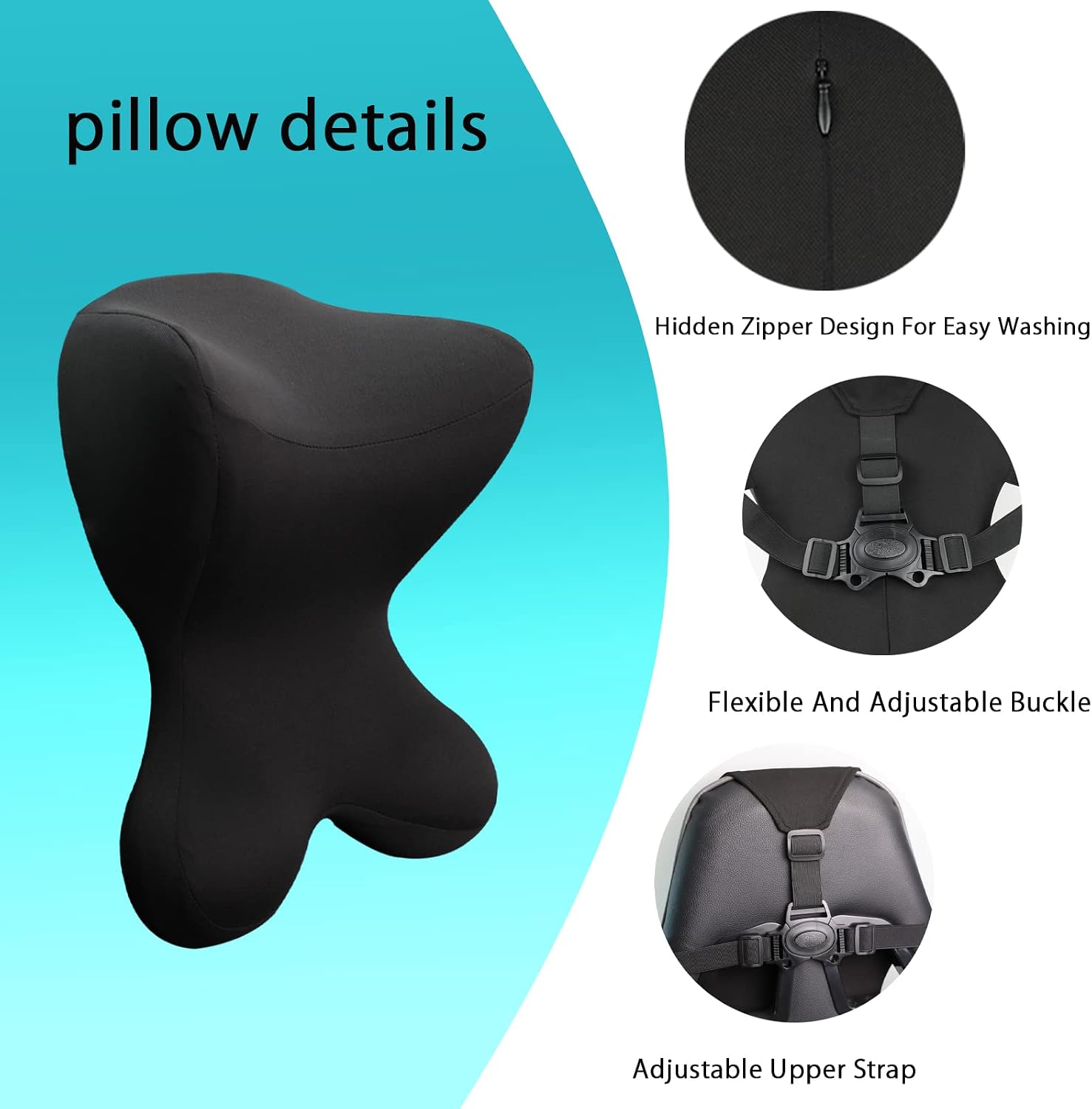 Car Neck Pillow for Driving Seat Car headrest Pillow/Gaming Chair Pillow with Adjustable Strap Removable Cover Ergonomic Design Neck…