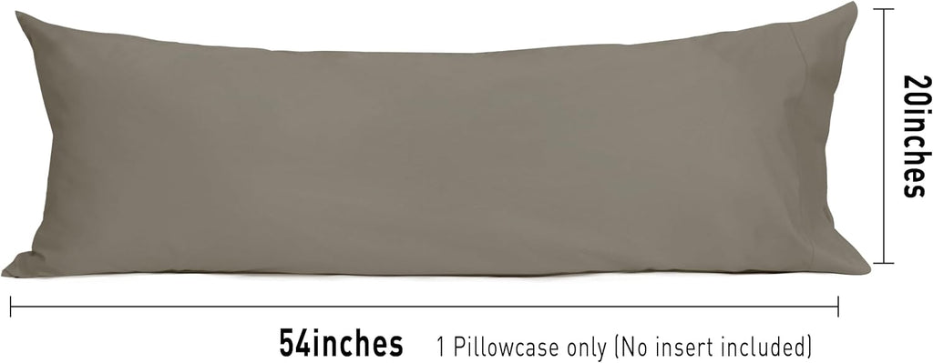 Sunflower Body Pillowcase 100% Cotton Long Pillow Cover/Case Envelope Closure 1 Pack, 20×54 inches Taupe Gray, Soft and Breathable