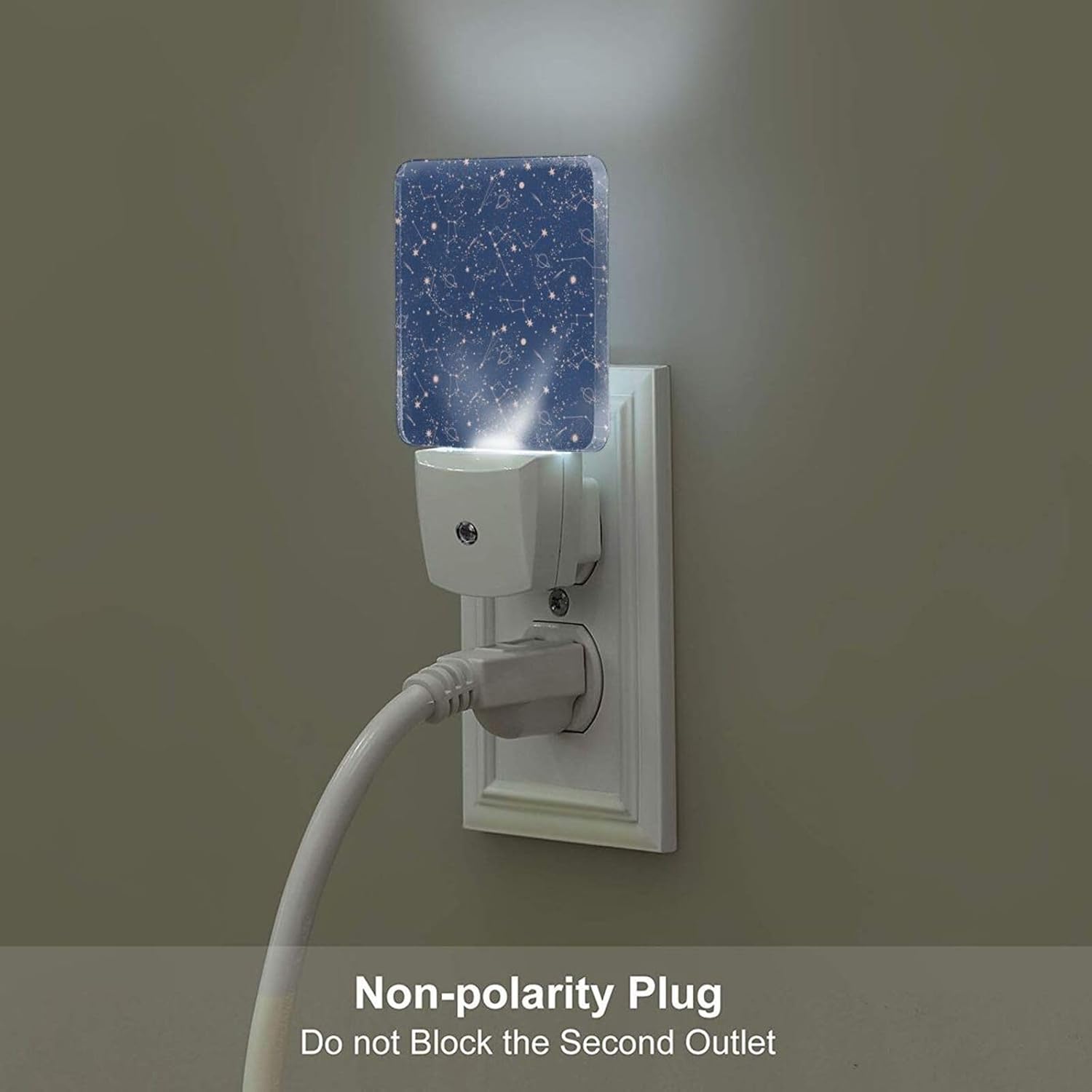 Star Map Night Light, Plug Into Wall for Boys Girls Bedroom Decorative Square Night Light Lamp 0.5w Sleep Friendly