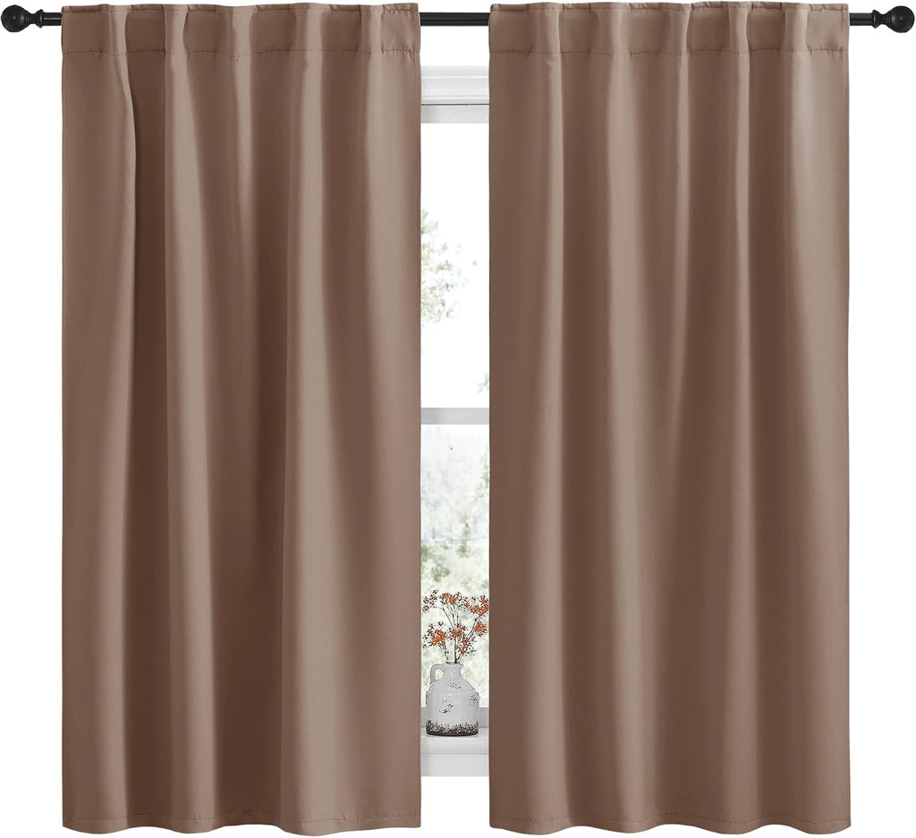 NICETOWN Blackout Curtains and Drapes for Kitchen - (Cappuccino Color) 42 inch Wide by 63 inch Long, Two Panels Set, Home Decoration…