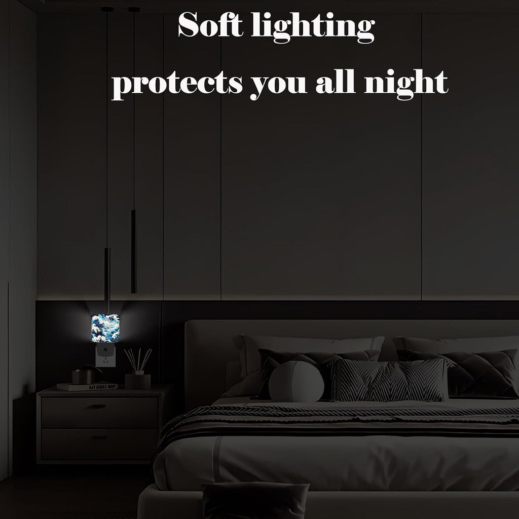 Movement of Waves Night Light, Plug-in Night Lights with Dusk to Dawn Sensor for Stairway, Hallway, Bedroom Sleep Friendly Ideal for…