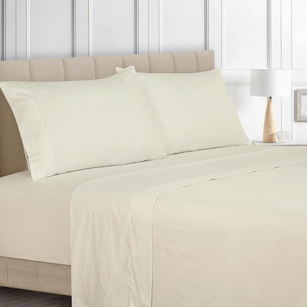 Royalelinens ROYALE LINENS Bamboo Viscose King Sheet Set - Cooling Bed Sheet Set - 1 Fitted, 1 Flat & 2 Pillowcase - Fits Up to 16" - Organ…