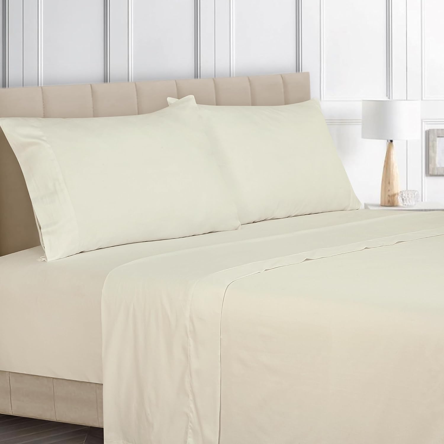 Royalelinens ROYALE LINENS Bamboo Viscose King Sheet Set - Cooling Bed Sheet Set - 1 Fitted, 1 Flat & 2 Pillowcase - Fits Up to 16" - Organ…