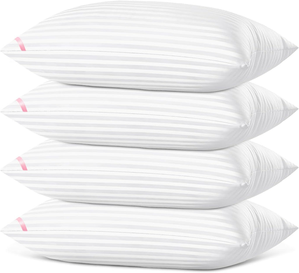 EIUE Bed Pillows for Sleeping 4 Pack, Pillows for Side and Back Sleepers, Super Soft Down Alternative Microfiber Filled Pillows (White…