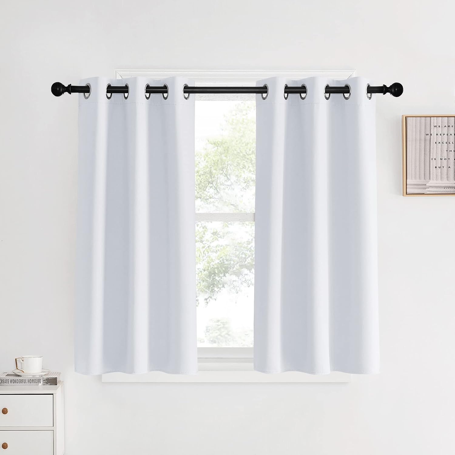 NICETOWN Room Darkening Curtain Panels, 2 Panels, 34 by 40, Greyish White, Window Treatment Thermal Insulated Grommet Light Blocking…