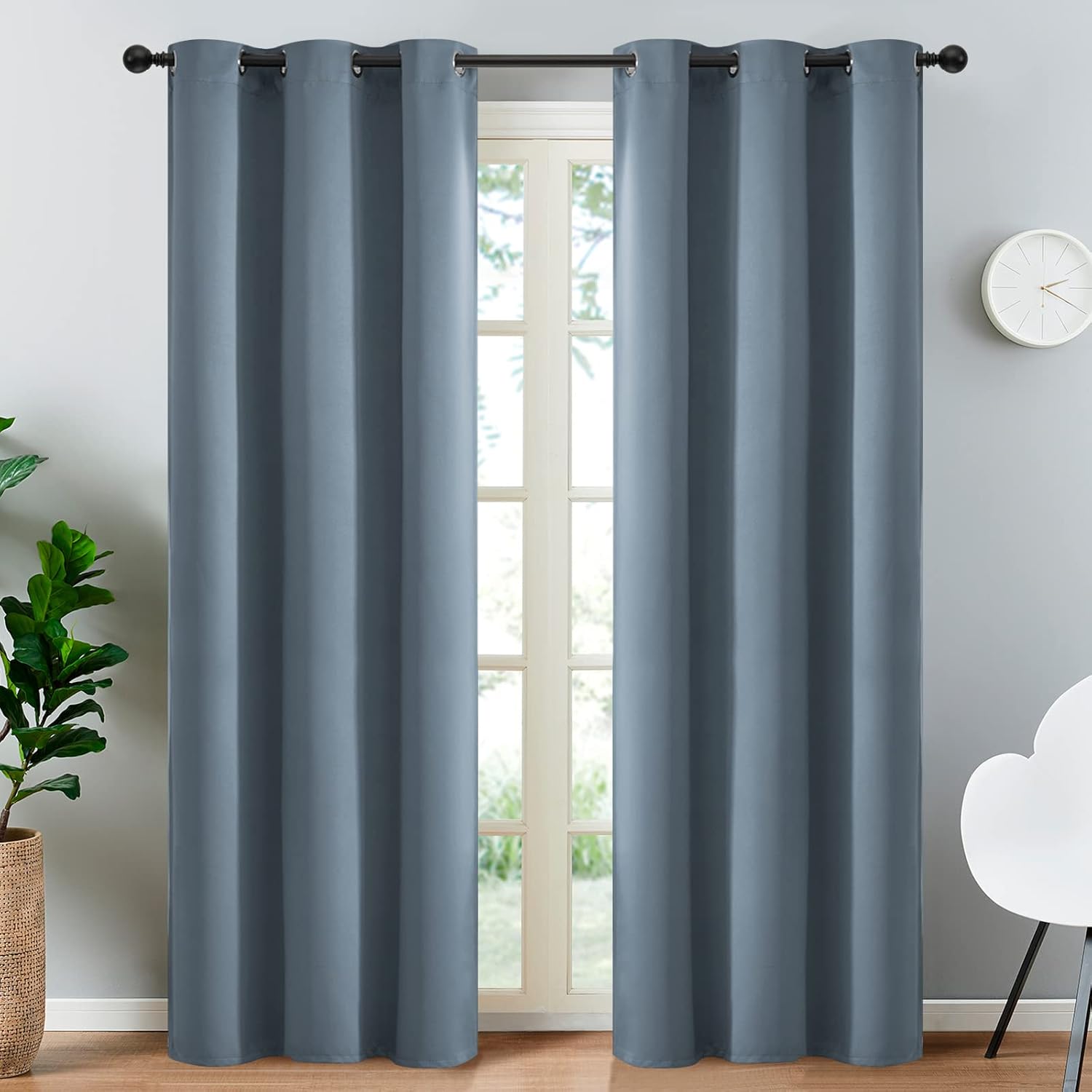 Yakamok 84 Inch Length 100% Blackout Curtains for Bedroom, Light Blocking Drapes Room Darkening Thermal Insulated Solid Grommet Panels…