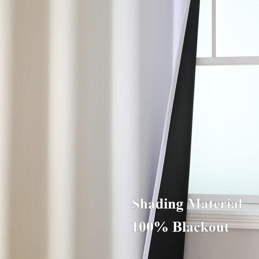 Estelartextiler Estelar Textiler Full Room Darkening Blackout Curtains 72 Inch Length 2 Panels Set, Ombre Greyish White and Beige Thermal I…