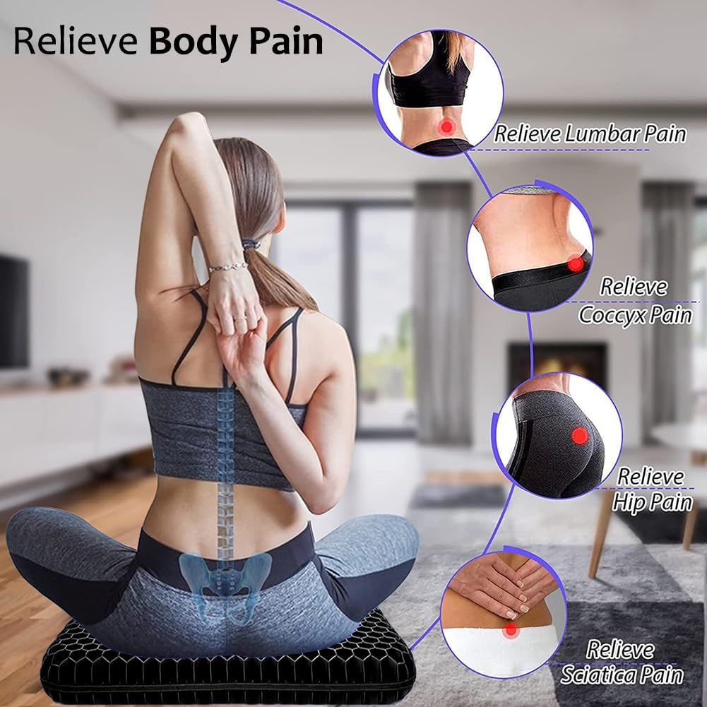 Helishy Gel Seat Cushion for Long Sitting, Extra Thick Gel Cushion for Wheelchair Soft Chair Pads for Office Home Chairs Car Seats Long Tri…