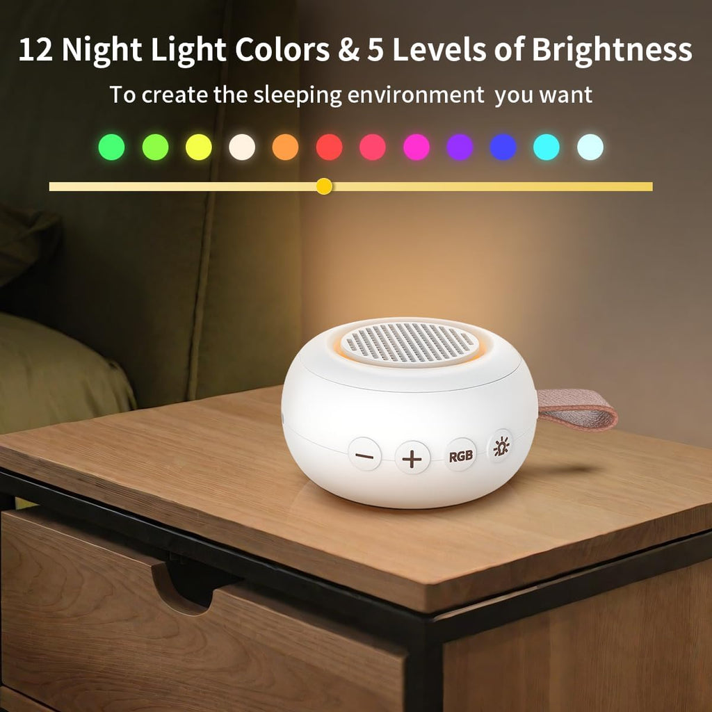 Sound Machine Noise Machine with 30 Soothing Sounds 12 Night Lights 4 Timers Memory Function 32 Level Volume Rechargeable Battery for…