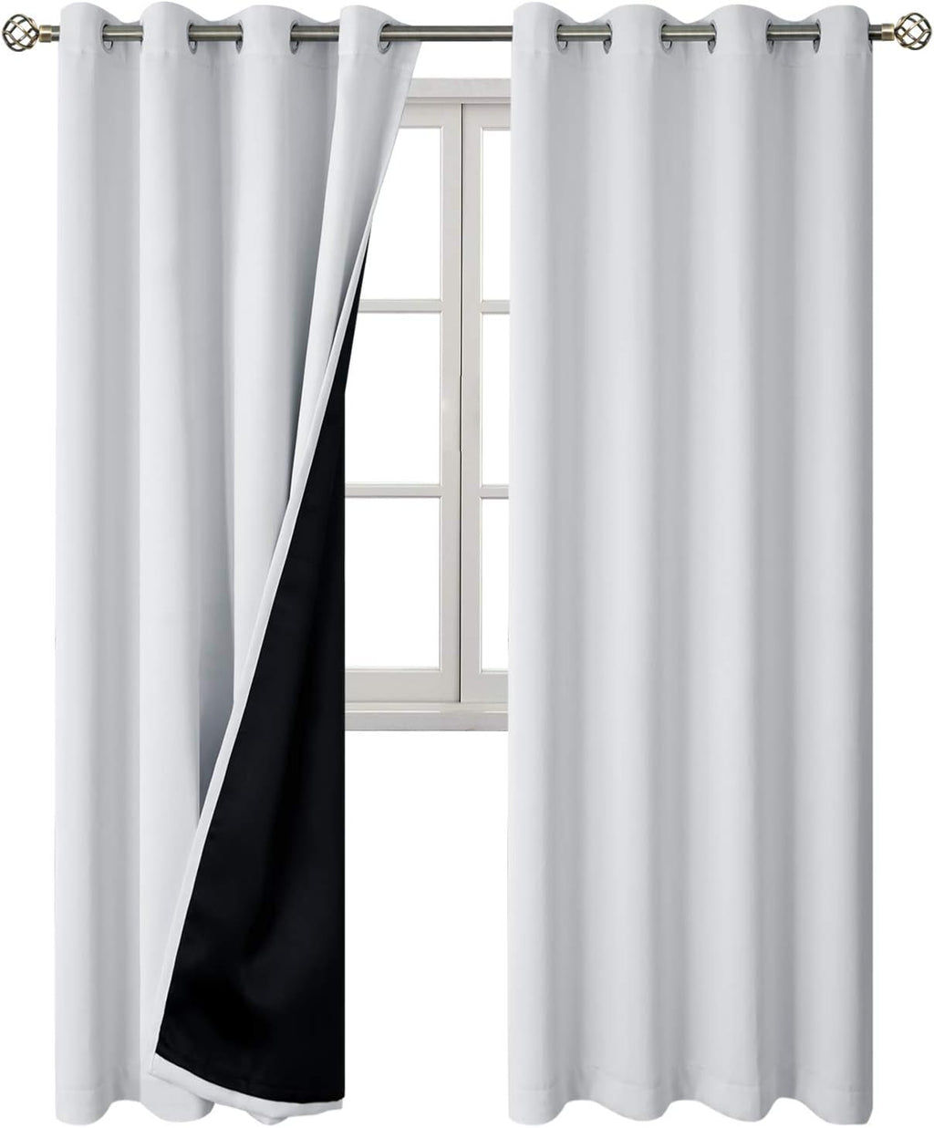 BGment Greyish White 100% Blackout Curtains for Living Room 84 Inch Length 2 Panels, Thermal Insulated Full Light Blocking Energy Save Wind…