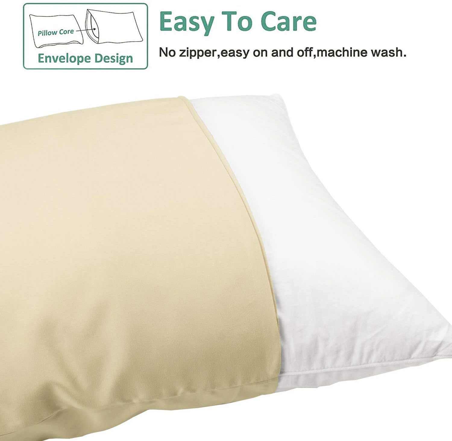 Ntbay King Pillowcase Set - 2 Pack Brushed Microfiber 20x36 Pillowcases - Soft, Wrinkle-Free, Fade-Resistant, Stain-Resistant, Light Taupe…