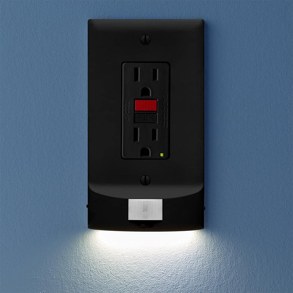 2 Pack - SnapPower MotionLight [for GFCI Outlets] - Motion Detecting LED Night Lights Built-in to Wall Plate - Bright/Dim/Off Options…