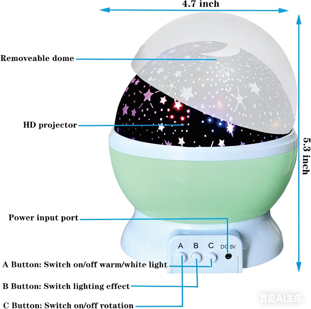 Kids Standard Star Projector Night Light | 360° Rotating LED Color Changing Star Lamp, Sleep Night Light for Bedroom & Nursery, Birthday…
