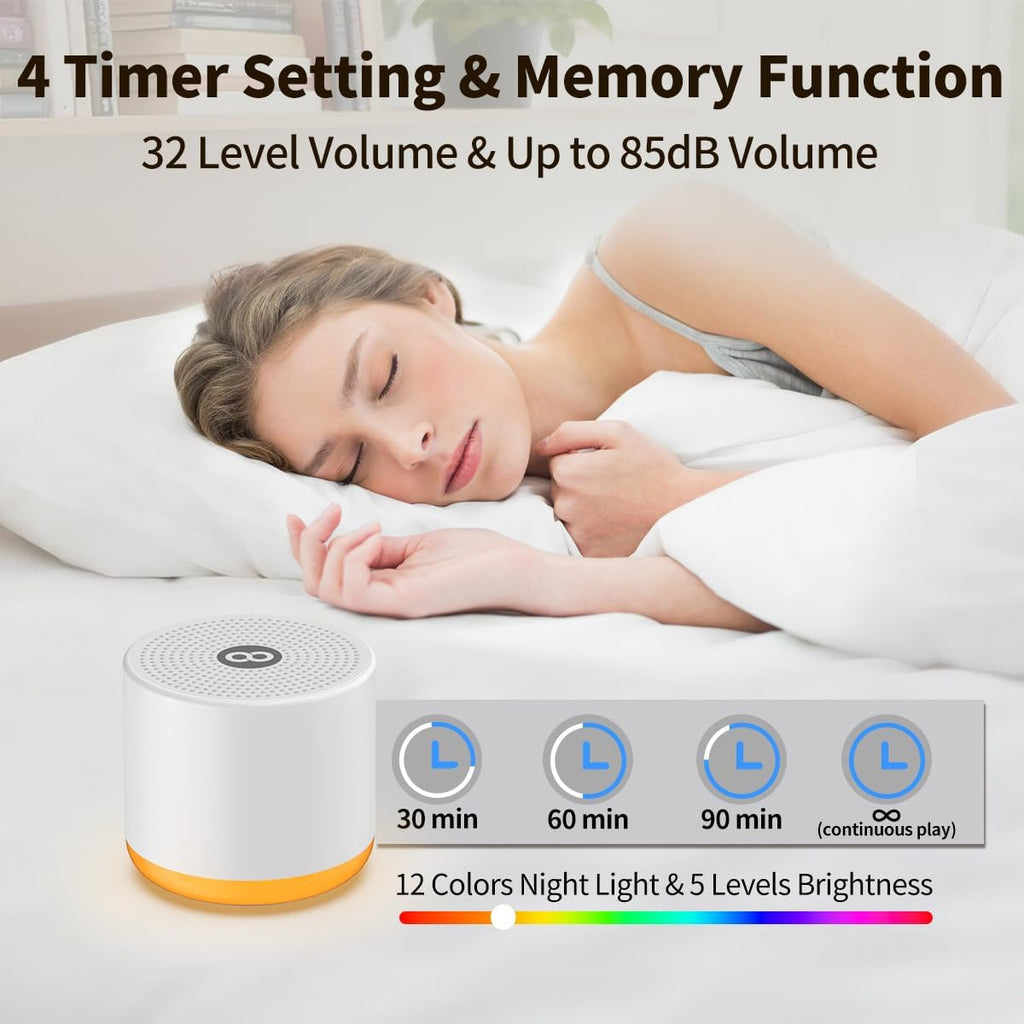 Hushingwhitenoisemachine Portable White Noise Machine Mini Sound Machine with Light 30 Soothing Sounds Rechargeable for Adults Baby Kids Sl…