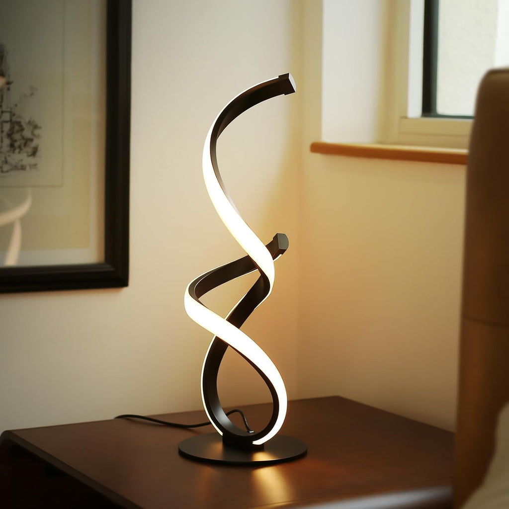 2 Pack Modern Touch Lamp for Nightstand, Spiral LED Table Lamp, Dimmable 3 Color Temperature Night Stand Desk Lamp, Unique Bedside Light…