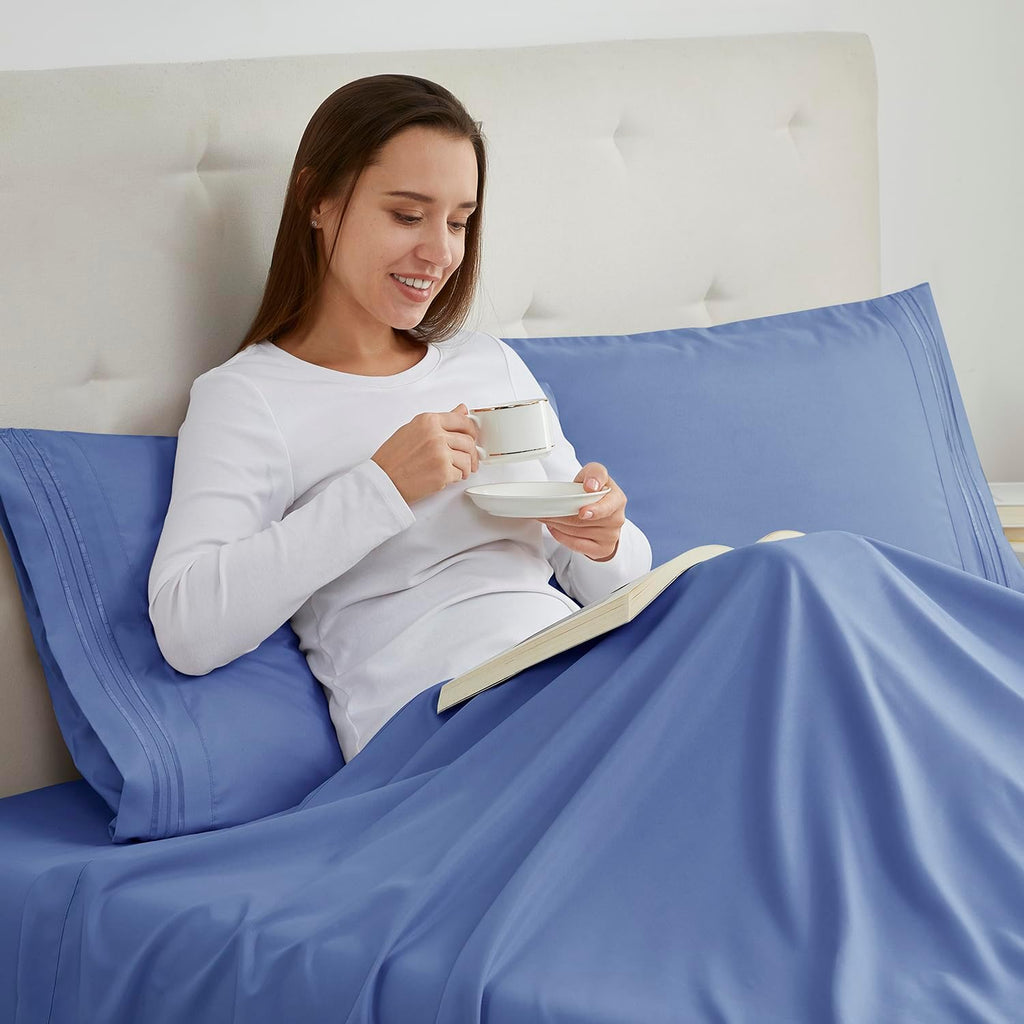 Nestl Microfiber King Pillowcase, 2 - Calm Blue, 1800 Thread Count, Envelope Closure, Set of 2, 20x40 Inches cotton Blue