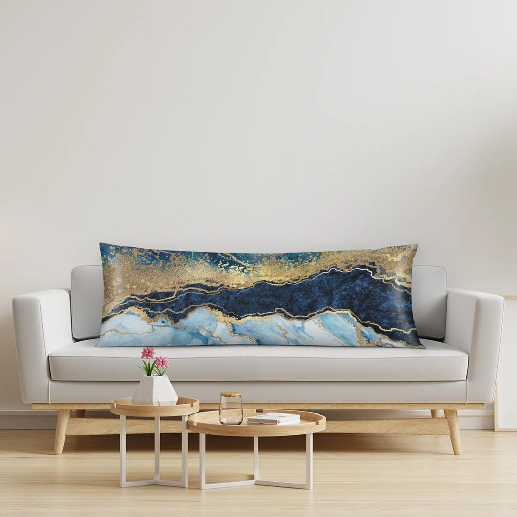Blue Marble Gold Body Pillow Pillowcase 21"x 54" Long Body Pillow Cover with Zipper King Size Pillow Cases Queen Pillowcase for Hair and…