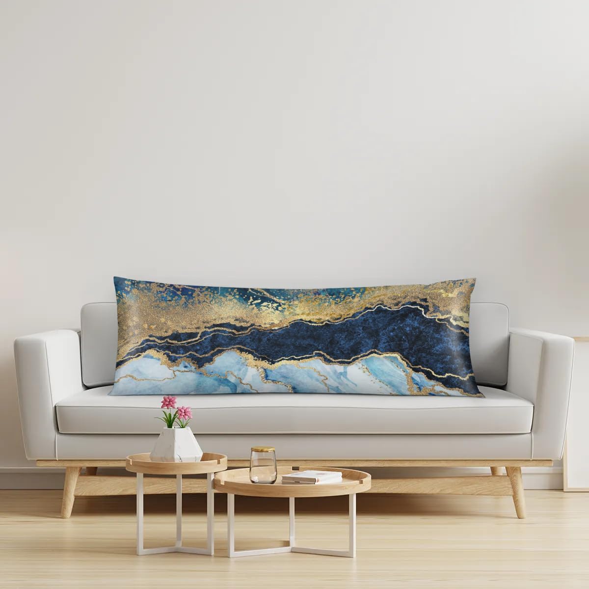 Blue Marble Gold Body Pillow Pillowcase 21"x 54" Long Body Pillow Cover with Zipper King Size Pillow Cases Queen Pillowcase for Hair and…