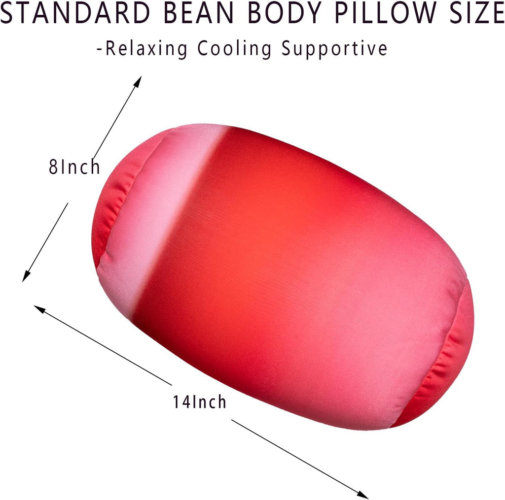 Squish Bean Bed Microbead Pillow Bolster Tube Body Pillow Smooth Cool Touch Fabric Neck & Back Support Throw Travel Pillow Fun Colors…
