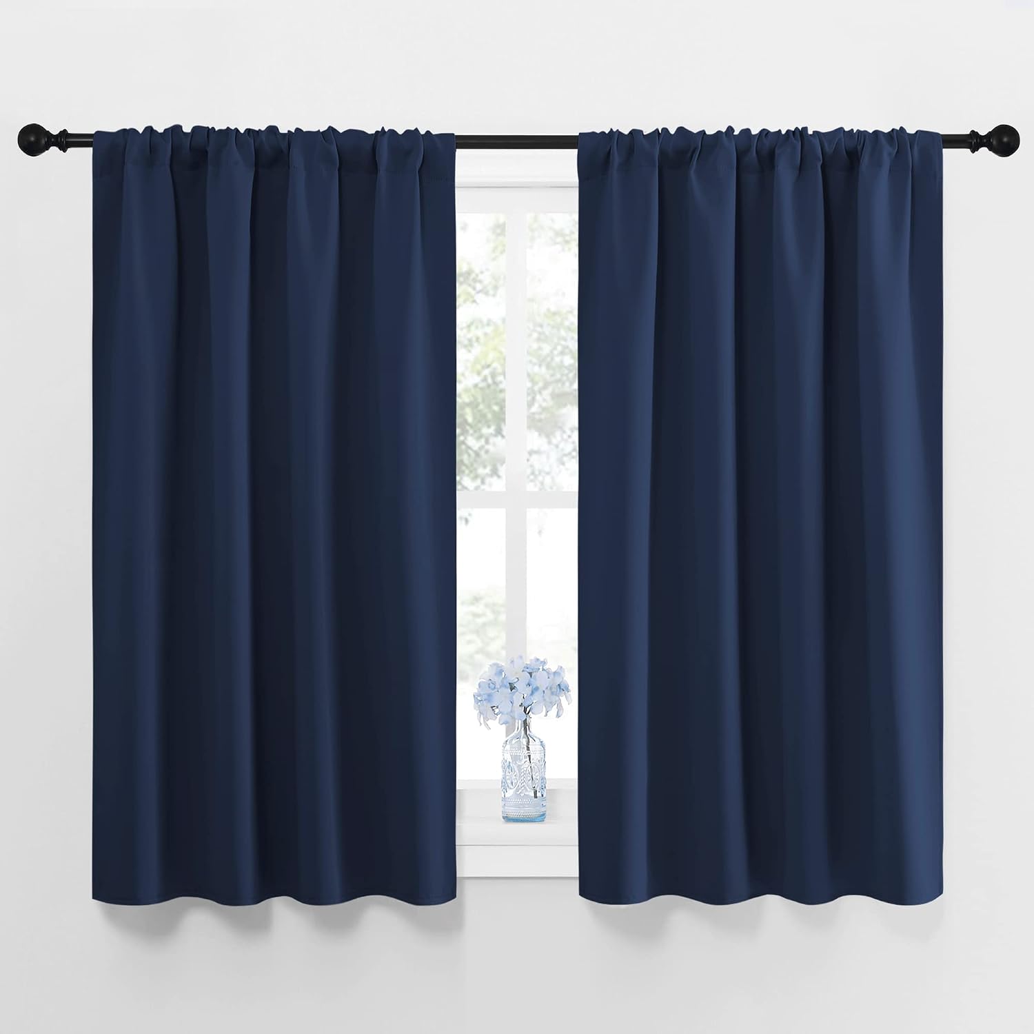 NICETOWN Curtains Blackout Draperies - Home Fashion Thermal Insulated Solid Drape Panels for Kid's Room, Privacy Window Dressing (Navy, 1…