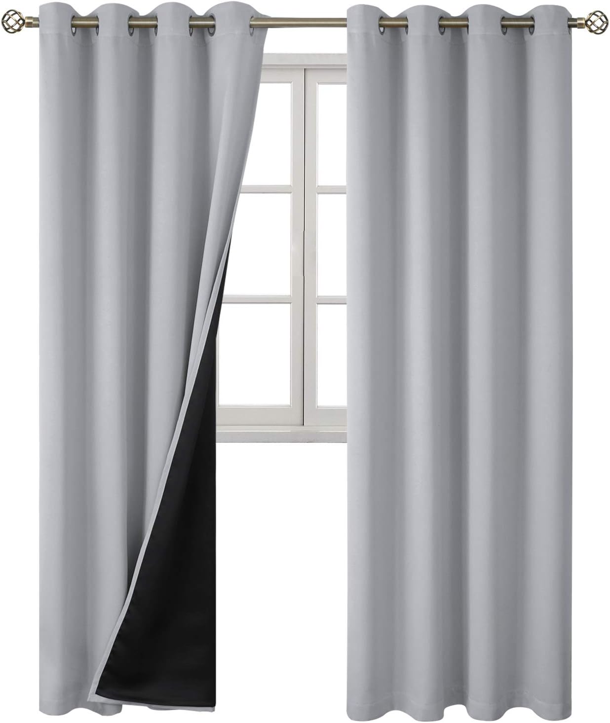 BGment 100% Blackout Curtains 108 Inch Long 2 Panles Set, Thermal Insulated Total Light Locking Soundproof Grommet Curtains & Drapes for Li…