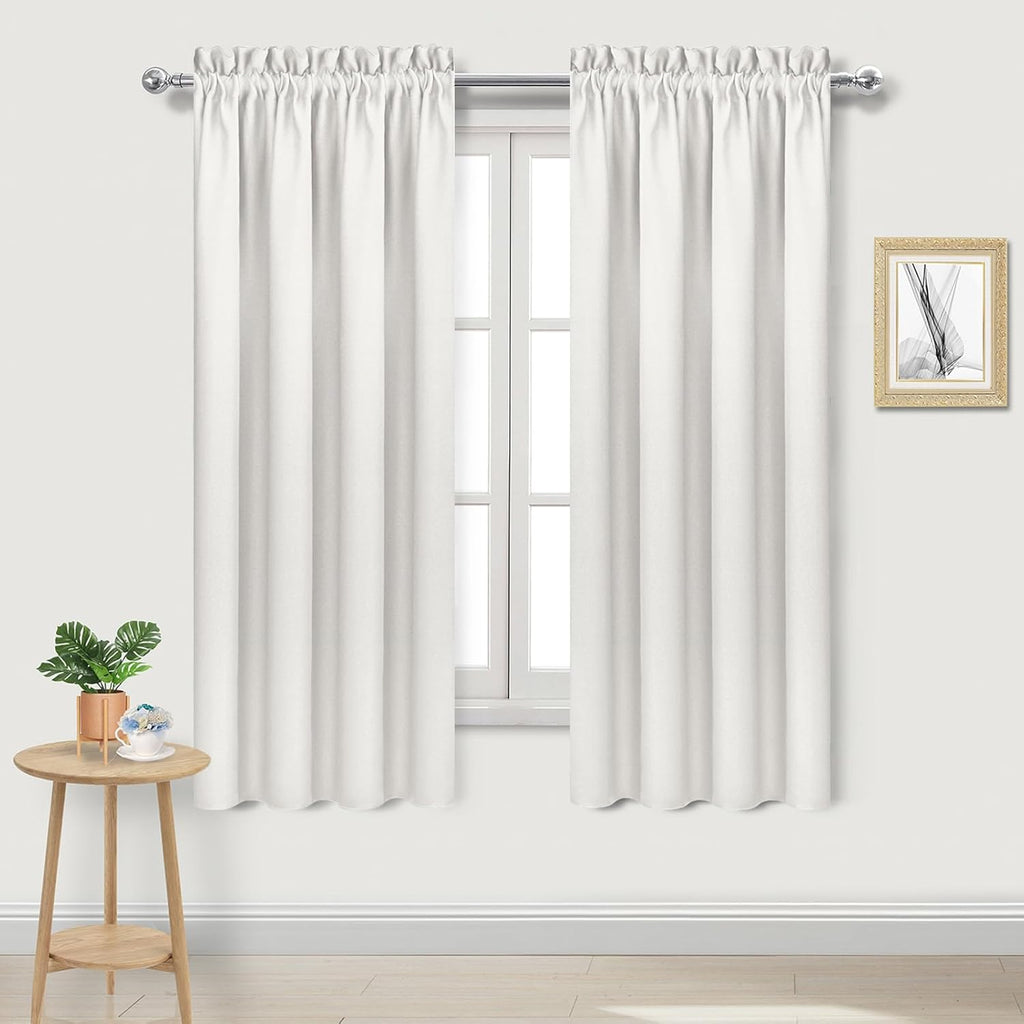 DWCN Blackout Curtains Thermal Insulated, Energy Saving & Noise Reducing Bedroom and Living Room Curtains, Ivory, W 38x L 63 Inch, Set of…