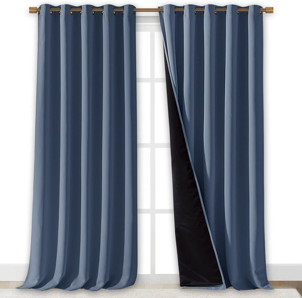 Nicetown 100% Blackout Curtains 95 inches Long, Pair of Energy Smart & Noise Blocking Out Drapes for Baby Room Window, Thermal Insulated Gu…