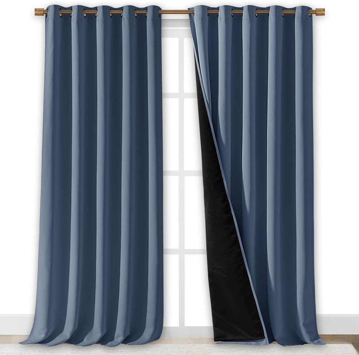 Nicetown 100% Blackout Curtains 95 inches Long, Pair of Energy Smart & Noise Blocking Out Drapes for Baby Room Window, Thermal Insulated Gu…