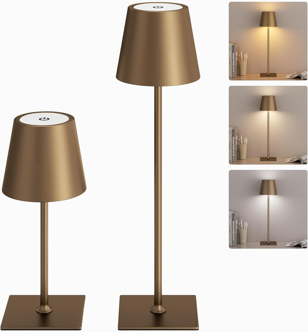 Kakanuo Brown Cordless Rechargeable Table Lamp 5000mAh Battery Operated Lamps, 3 Colors Stepless Dimming Touch Lamp for Living Room…