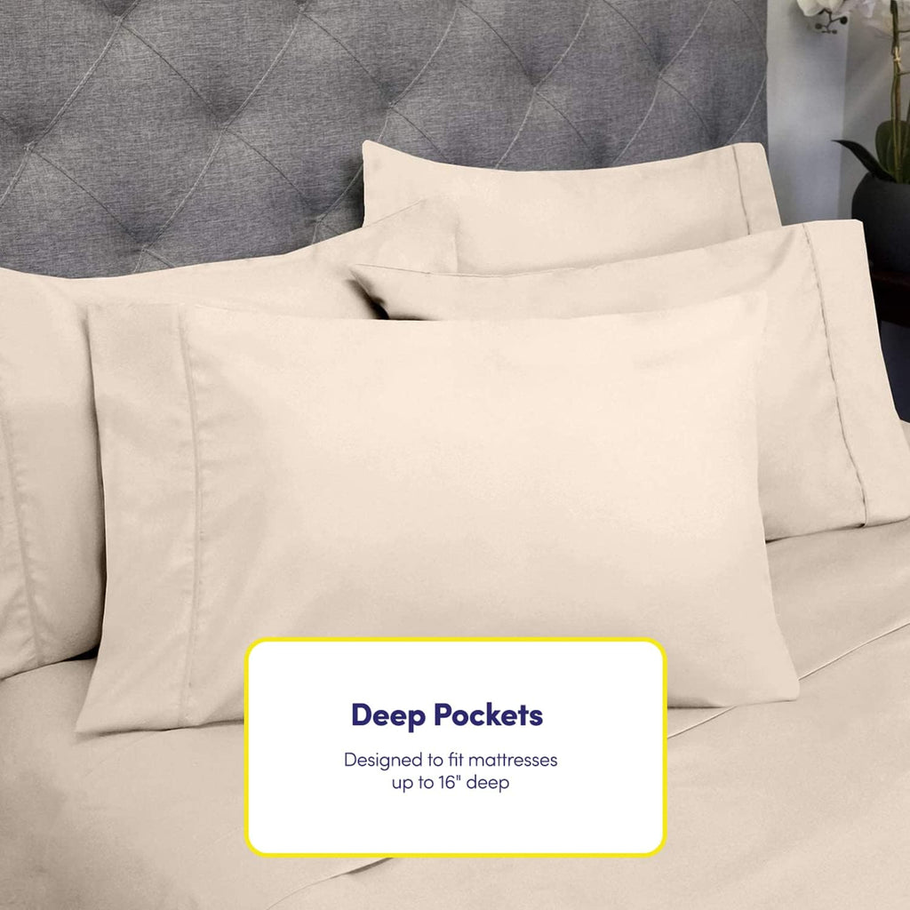 King Size Bed Sheets - 6 Piece 1500 Supreme Collection Fine Brushed Microfiber Deep Pocket King Sheet Set Bedding - 2 Extra Pillow Cases…