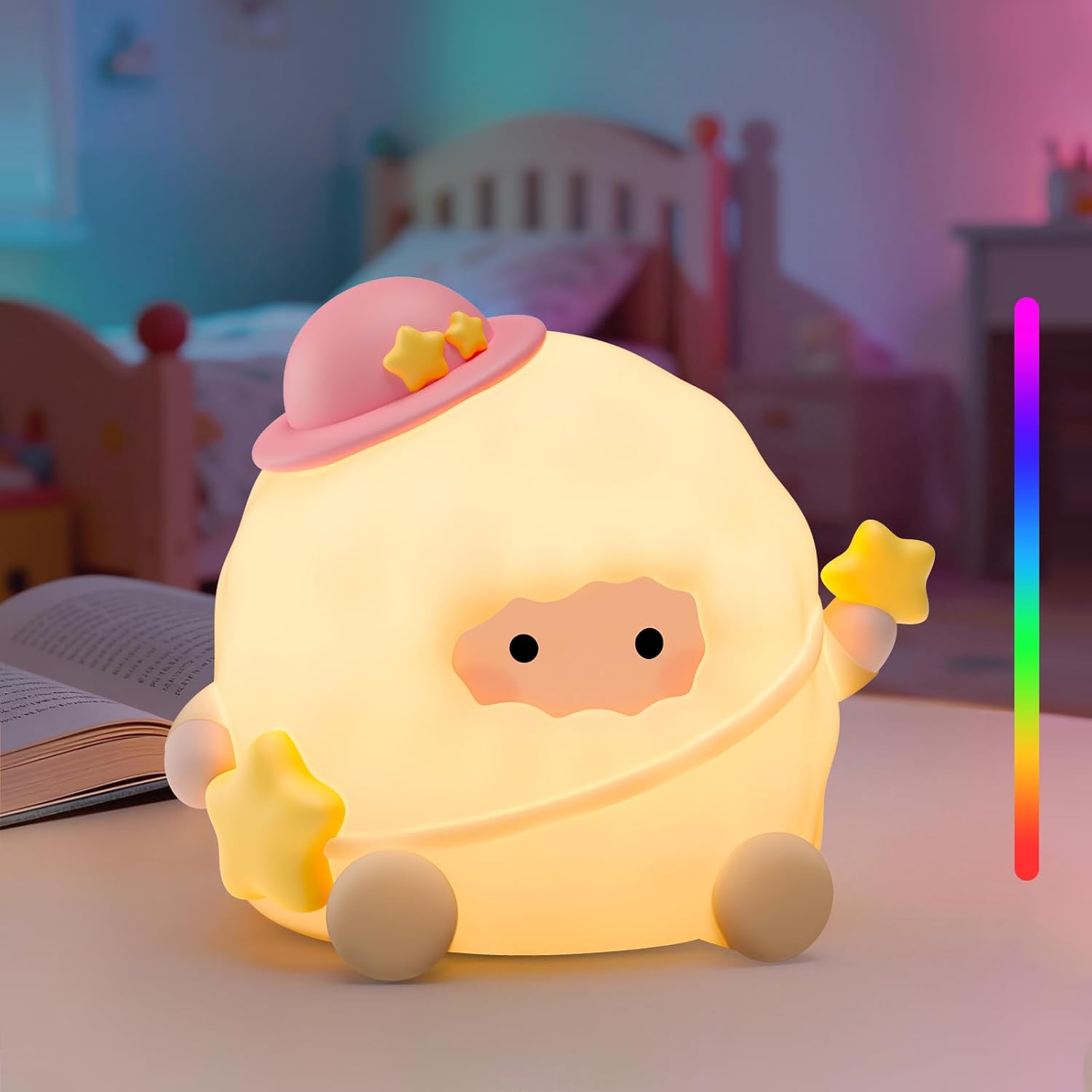 Baby Night Light, Touch Control Rechargeable Nursery Lamp with Dimmable Soft Light, Portable 3 Brightness Level and 7 Colors LED…