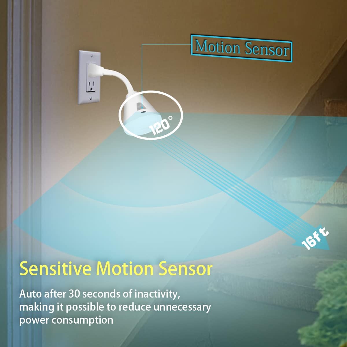 Plug in Motion Sensor Night Light, LED Infrared Sensor Light 6W Light AC 85-265V PIR Infrared Sensor Motion Detector Light Bulb Lamp…