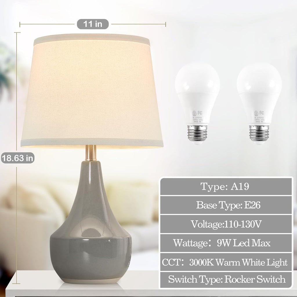 GyroVu 18" Table Lamp Set of 2, Ceramic Table Lamp Classic Beside Lamps Nightstand Lamp Modern Lamp for Living Room, Bedroom & Office…