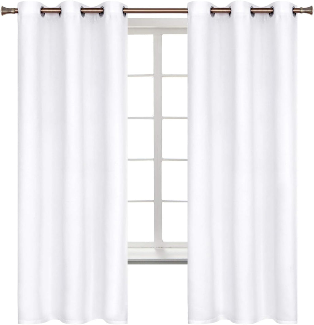 BGment White Curtains 63 Inch Length for Bedroom - Room Darkening Thermal Insulated Grommet Drapes Window Treatment, Set of 2 Panels, 42 x…