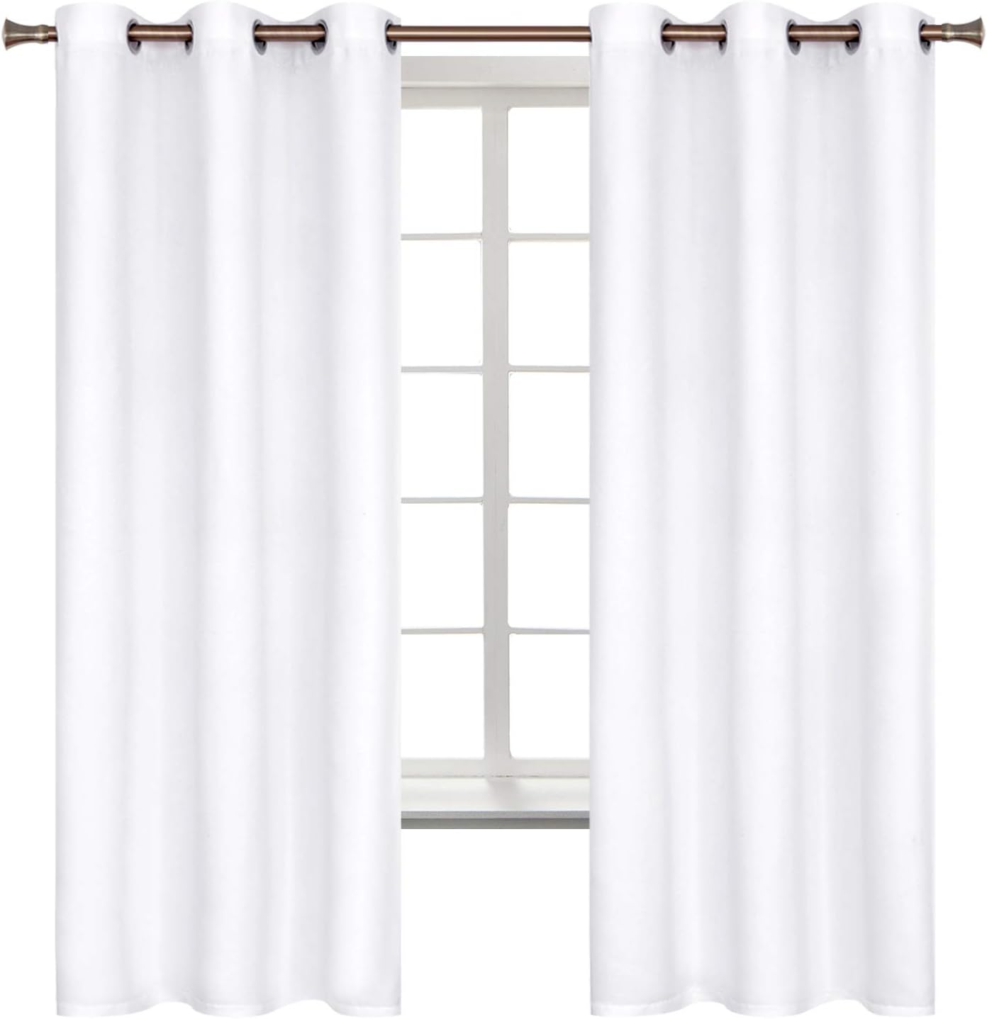 BGment White Curtains 63 Inch Length for Bedroom - Room Darkening Thermal Insulated Grommet Drapes Window Treatment, Set of 2 Panels, 42 x…