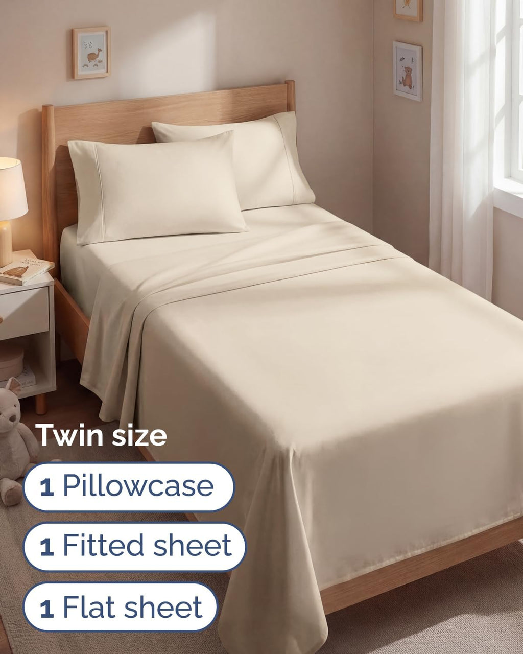 Twin 4 Piece Sheet Set - Comfy, Breathable & Cooling - Soft Hotel Luxury Bedding for Women, Men, Kids, Teens & Children - 1 Flat & 1…