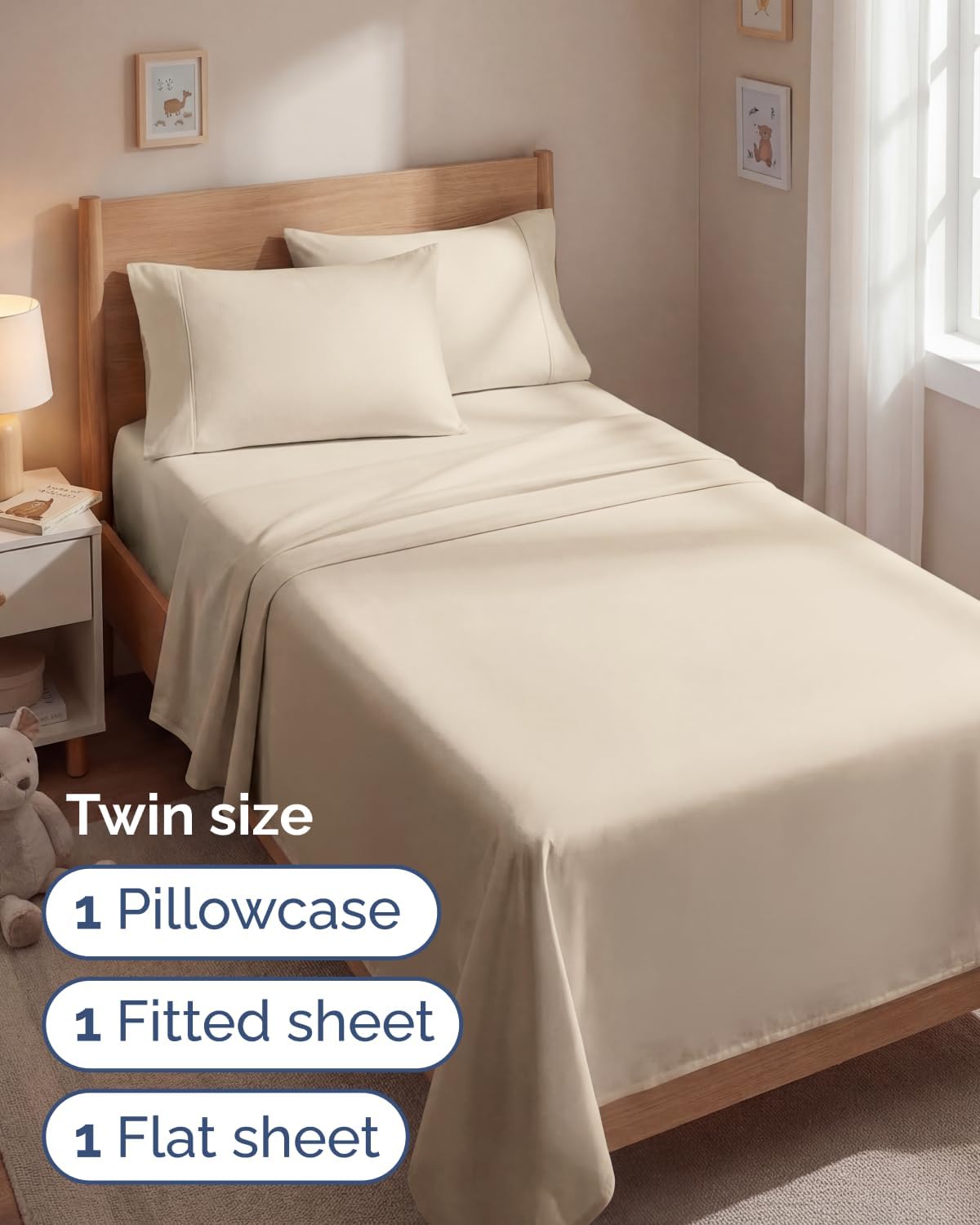 Twin 4 Piece Sheet Set - Comfy, Breathable & Cooling - Soft Hotel Luxury Bedding for Women, Men, Kids, Teens & Children - 1 Flat & 1…