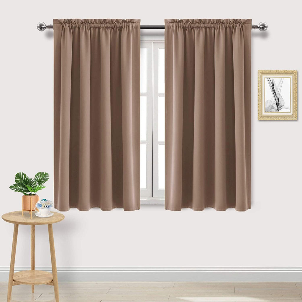 Dwcn Blackout Curtains Room Darkening Thermal Insulated Bedroom Curtains Window Curtain Panels, 38 x 45 inches Long, Set of 2 Khaki Rod Poc…