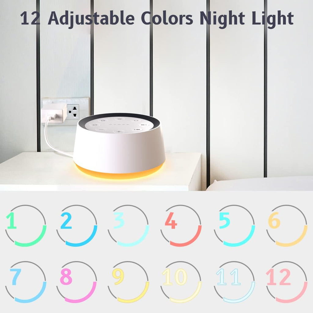 Brown Noise Sound Machine with 30 Soothing Sounds 12 Colors Night Light White Noise Machine for Adults Baby Kids Sleep Machines Memory…