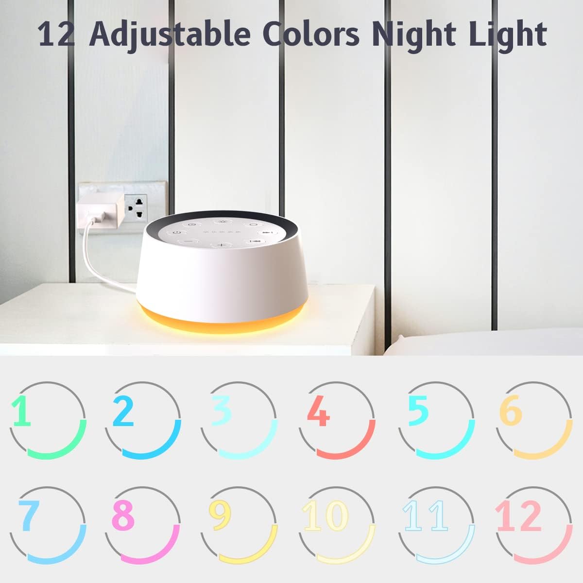 Brown Noise Sound Machine with 30 Soothing Sounds 12 Colors Night Light White Noise Machine for Adults Baby Kids Sleep Machines Memory…