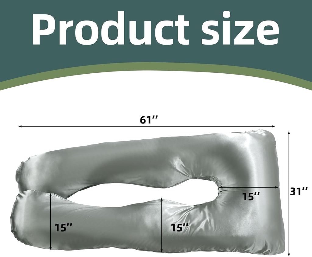 Balapet Silky Satin Pregnancy Pillow Cover (ONLY Pillowcase), U Shaped Luxurious Smooth Maternity Pillow Cover, Soft & Breathable Large Pil…