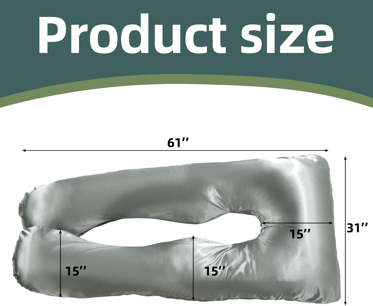 Balapet Silky Satin Pregnancy Pillow Cover (ONLY Pillowcase), U Shaped Luxurious Smooth Maternity Pillow Cover, Soft & Breathable Large Pil…